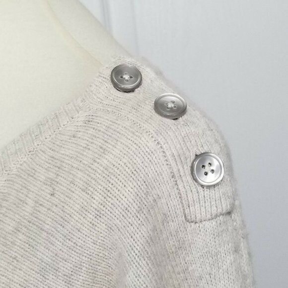 Ann Taylor Sweater M Lambswool Tan Natural Scoop Neck Knit - Picture 4 of 9